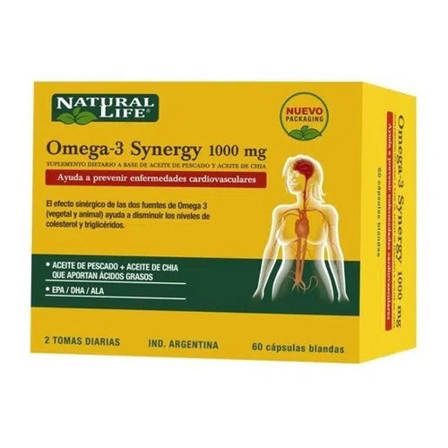 Natural Life Omega-3 Synergy Chia + Fish Oil X 60 Caps Sabor Sin sabor