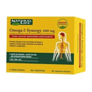 Natural Life Omega-3 Synergy Chia + Fish Oil X 60 Caps Sabor Sin Sabor