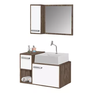 Gabinete Para Banheiro Com Cuba Espelho E Armário Viena 60cm