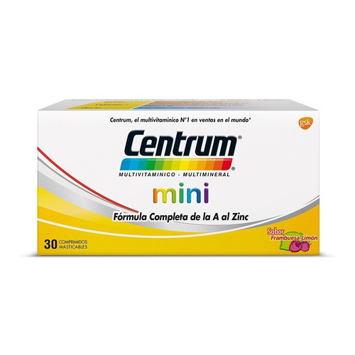 Centrum Mini Multivitaminico Multimineral 30 Comprimidos. Sabor Frambuesa Limon