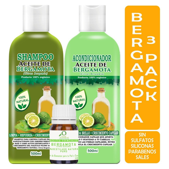 Shampoo, Acondicionador Y Aceite De Bergamota Kit Capilar