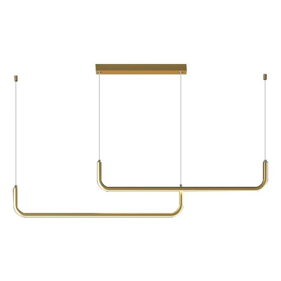 Colgante Led Doble Andryu Dorado Deco Diseño Moderno Lk Dorado