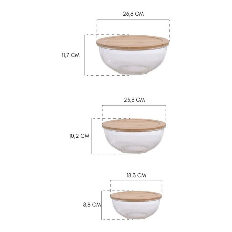 Setx3 Bowls / Campanas Sakura Tapa Bamboo 20360 Bazarnet P