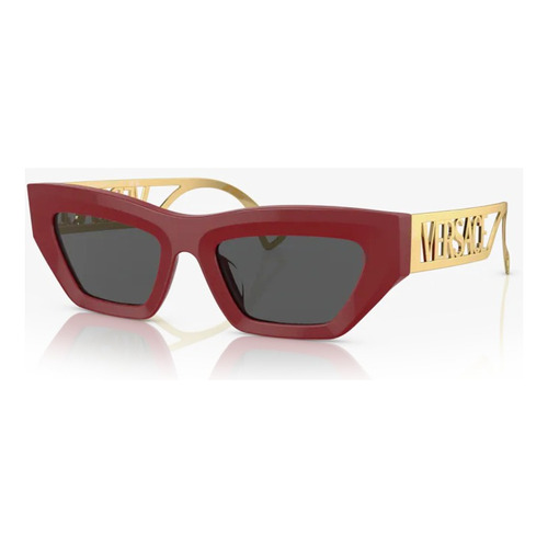 Gafas de sol - Versace - VE4432u 538887 53 Color de montura Rojo Color varilla Dorado Color de lente Gris oscuro Diseño irregular