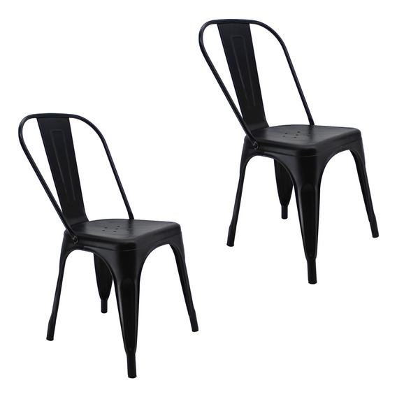 Kit X 2 Sillas Tolix Para Comedor Cafetería Restaurante Color de la estructura de la silla Negro