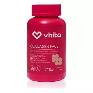 Colágeno Hidrolisado Verisol Com Ácido Hialurônico E Vitaminas Em Cápsulas - Collagen Face Vhita