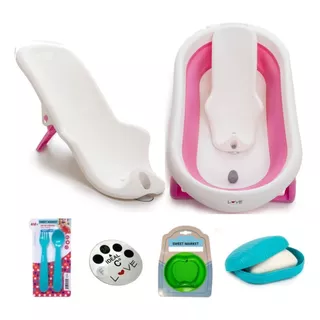 Bañera Bebe Plegable Ultra Compacta Tapón De Drenaje Love 