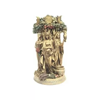 Diosa Hecate Triple Bajo Árbol Dorada 27cm Figura Decorativa