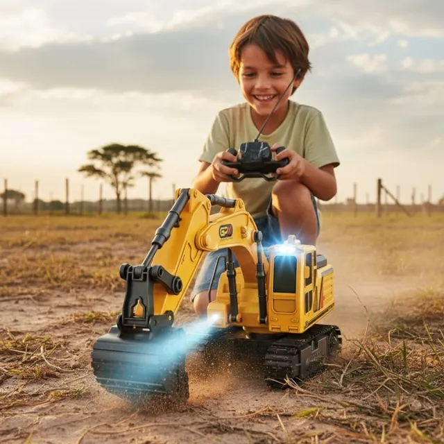 Mini Trator De Controle Remoto Com Luzes E Fumaça Maxi Toys