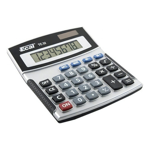 Calculadora Ecal Tc-32 8 Digitos Mediana Color Negro/Plata
