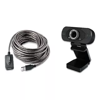 Cabo Extensor Usb 2.0 15 Metros + Webcam Full Hd 1080p Live