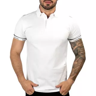 Camisa Polo Calvin Klein Logo Branca