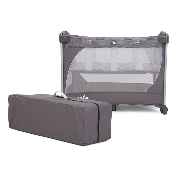 Cuna Practicuna Plegable Bebé Joie Commuter Change & Snooze Color Linen Gray Diseño De La Tela Gris