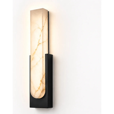 Aplique Pared Cala 50cm Alabastro Negro Led 12w Luz Desing Cálido