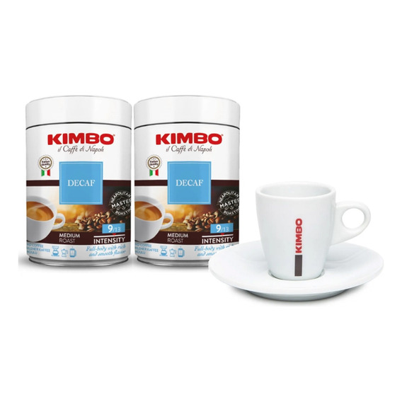 Pack Café Kimbo Descafeinado Molido 2 Latas X 250 Gr  + Taza