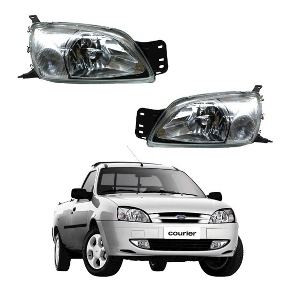 Par Faros Ford Courier 2001 - 2012 Con Base Esquina Blanca