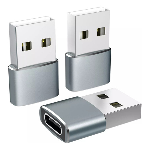 atolla Adaptador OTG USB Tipo-C Hembra a USB Tipo-A Macho, 3 Piezas Convertidor Tipo-C a USB Tipo-A Hembra a Macho para Laptop/ Tablet/ Cargador | Plateado