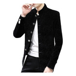 Chamarra Saco Cuello Alto Slim Fit Tela Terciopelo Formal