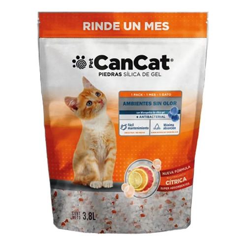 Piedras para gatos sílica de gel cítricas Cancat 3.8kg x 3.8kg de peso neto