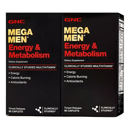 Gnc Mega Men Metabolismo + Energía Pack (180 Caps) Americano Sabor Sin Sabor