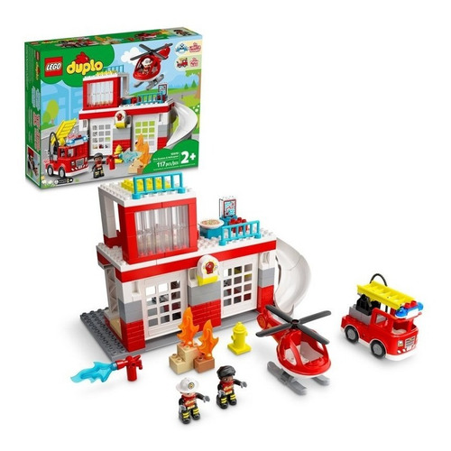 Kit Lego Duplo Parque De Bomberos Y Helicóptero 10970 117 Piezas 2+