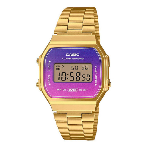 Reloj Casio Digital Unisex A-168werg-2a Color de la correa Acero inoxidable Color del bisel Rosa Color del fondo Dorado