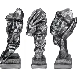 Trio Estatuetas Pensador  Silêncio, Meditação E Concentração