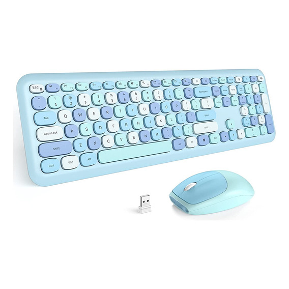 Kit De Teclado Y Mouse Inalámbrico Multicolor Silenciosas