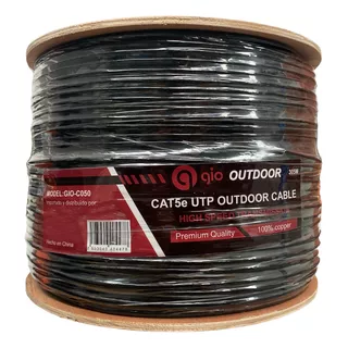 Gio Bobina Cable De Red Utp Cat5e 100% Cobre Doble Forro Reforzado Para Exterior Ideal Para Cctv