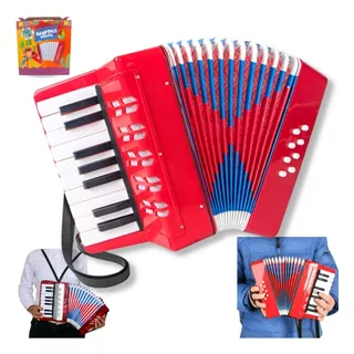 Acordeon Sanfona Gaita Infantil 8 Baixos 17 Teclas Brinquedo