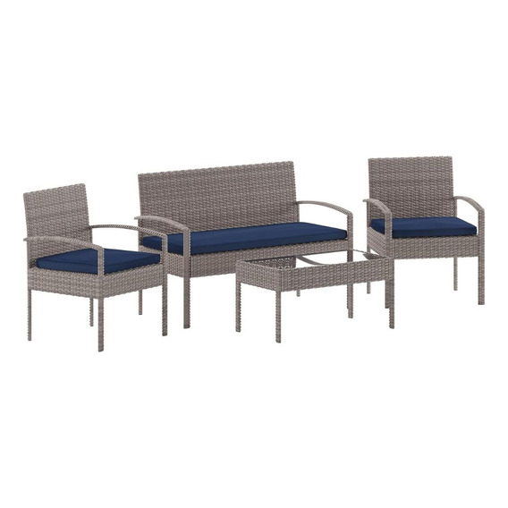 Juego De Jardin Sillones + Mesa Set Ratan Para Exterior Lcm