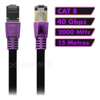 Patch Cord Rj45 Cat8 15 Mt Preto Cabo Rede Utp 40gb Rapido