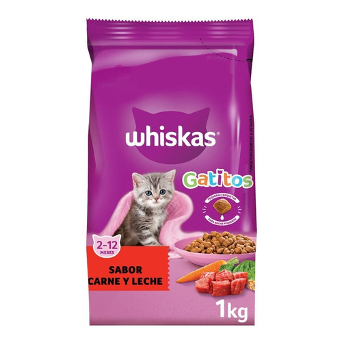 Alimento Whiskas Gatos Filhotes para gato de temprana edad sabor carne y leche en bolsa de 1kg