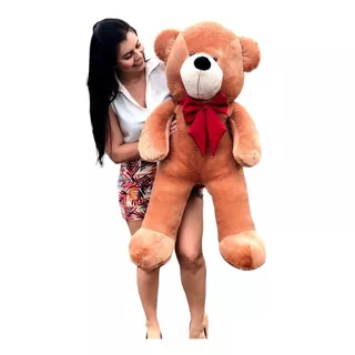 Urso De Pelúcia Teddy Gigante 90cm Com Laço Varias Cores Cor / Laço Baunilha / Pink