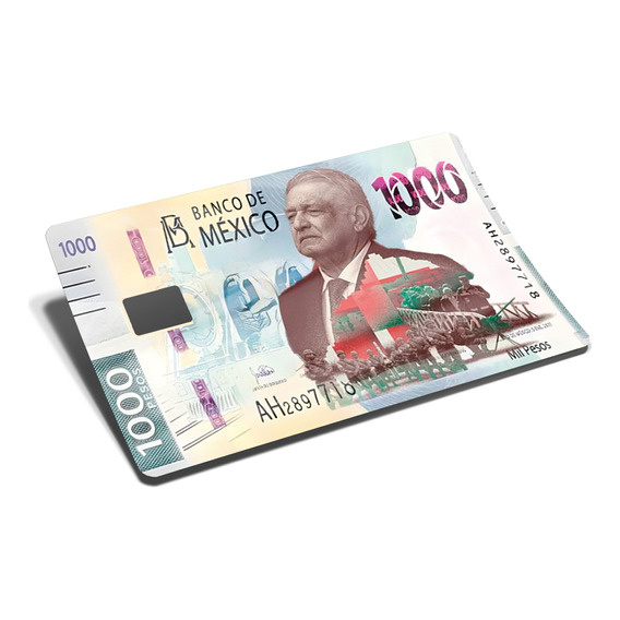 Amlo Billete Sticker P/tarjeta Bancaria Acabado Holográfico