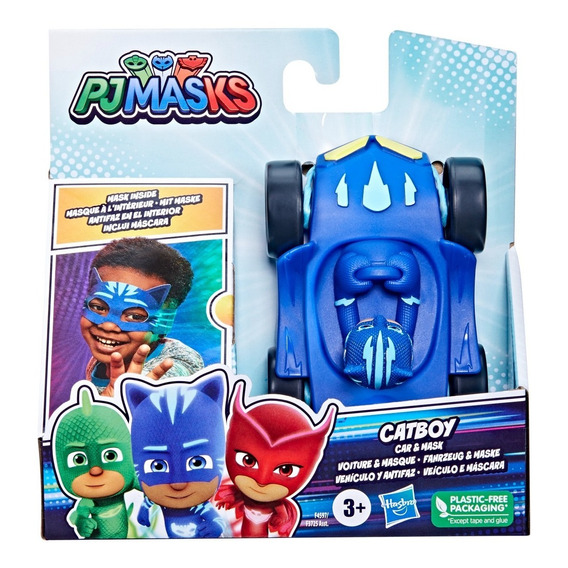 Playskool Pj Masks Figura + Vehículo Y Antifaz Catboy Hasbro