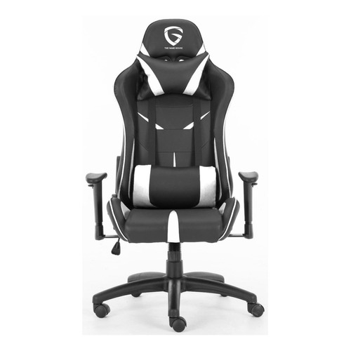 Silla de escritorio The Game House Nova D-328 gamer ergonómica  negra y blanca con tapizado de cuero sintético