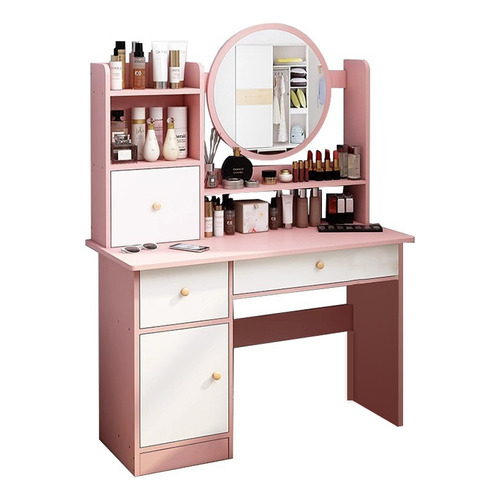 Cajón Recamara Y Tocador Vanity Top Living Con Espejo Color Rosa