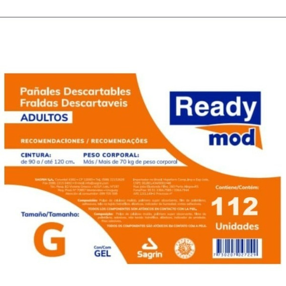 Ready Mod G X 112 Talle Grande Pañales Para Adultos 