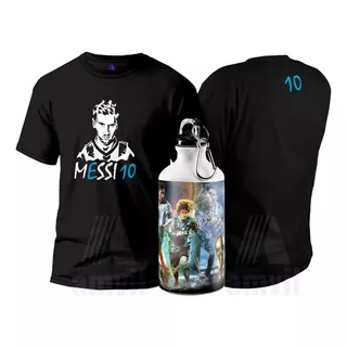Polera Messi Más Botella De Aluminio - Pack Infantil