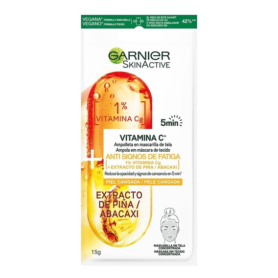 Garnier skin active vitamina C en ampolleta mascarilla de tela	