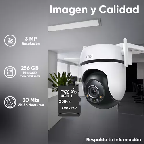 Tp-link Cámara De Seguridad Tapo-c510w-plus-256 Con Microsd 256gb 360°  Vídeo Alta Calidad Detección Y Seguimiento Inteligente Video A Color 24/7  Audio Bidireccional C510w Protección Exterior Ip65