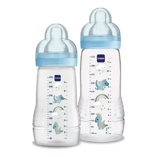 Kit 2 Mamadeiras Easy Active 270/330ml 2m+ Azul - Mam