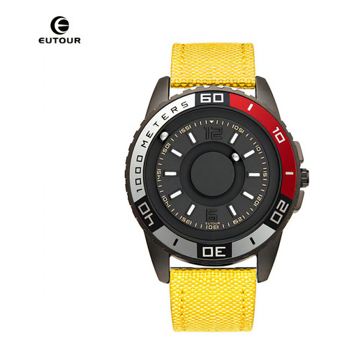 Relojes Magnéticos Simples De Lona Eutour E025a Color del bisel Negro/Amarillo