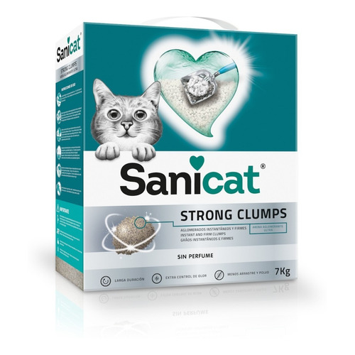 Arena Aglomerante  Para Gato Sanicat Strong Clumps 7 Kg