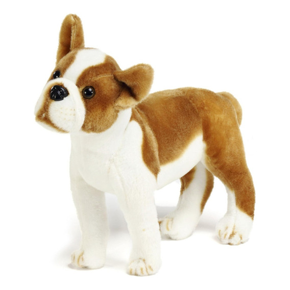 Perro De Peluche Boston Terrier Boxer Viahart Bobby 14.5 In Color Blanco Con Cafe