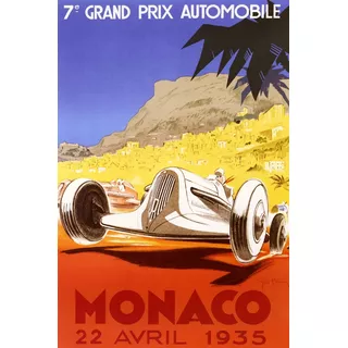 1935 Monaco Corrida De Carro Formula 1 Poster 76cm X 50cm