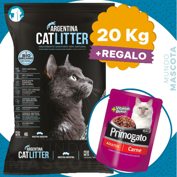 Arena sanitaria para gato Argentina x 20kg de peso neto