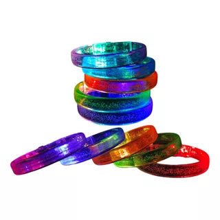 Pulsera Acrilico Led X 10 Unidades Pack Cotillón Luminoso