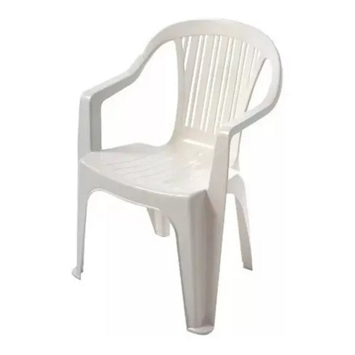 Silla Sillon Plastico Aplilable Jardin Apoya Brazos Color Blanco Titan